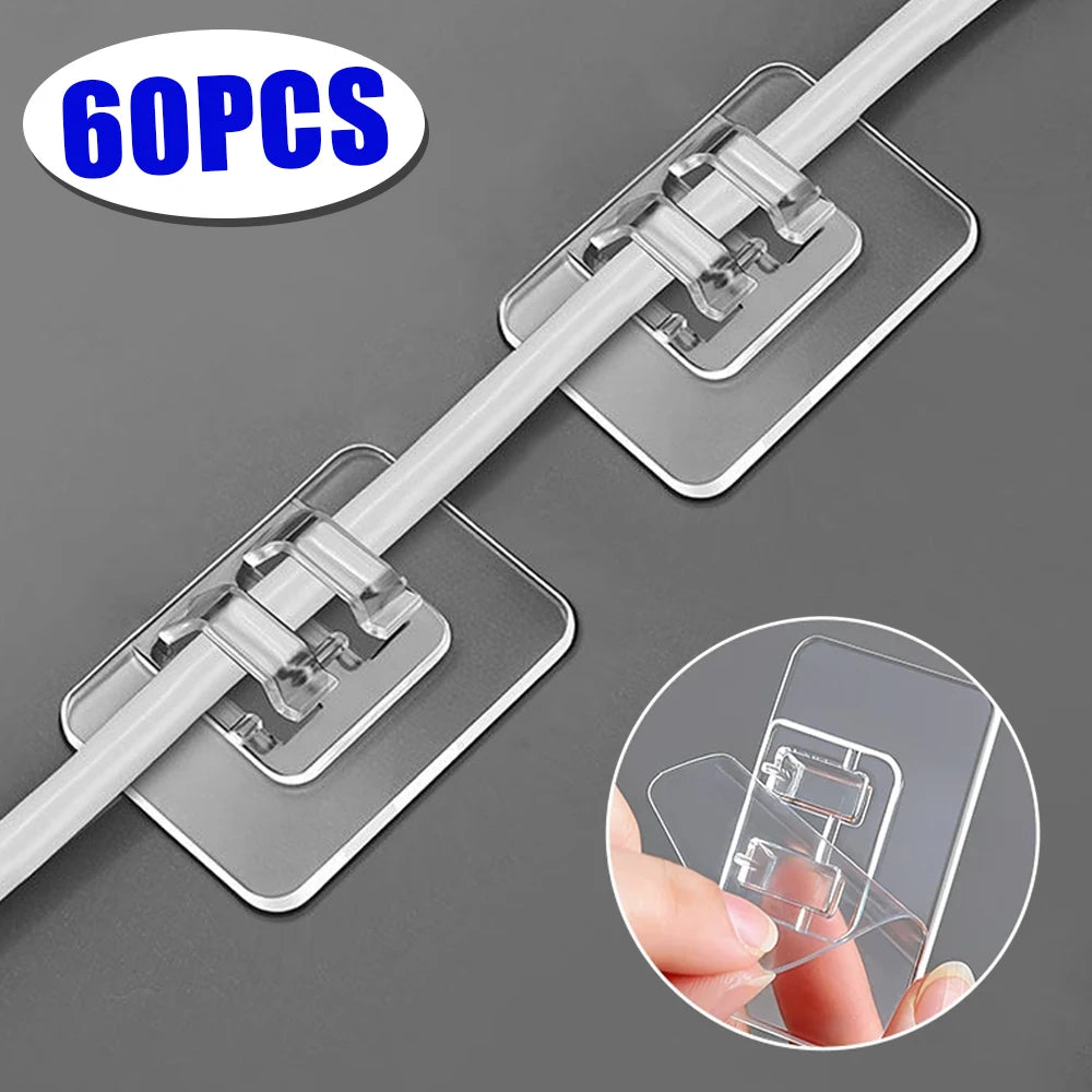 Self-Adhesive Wall Hooks Cable Organizer & String Light Holder