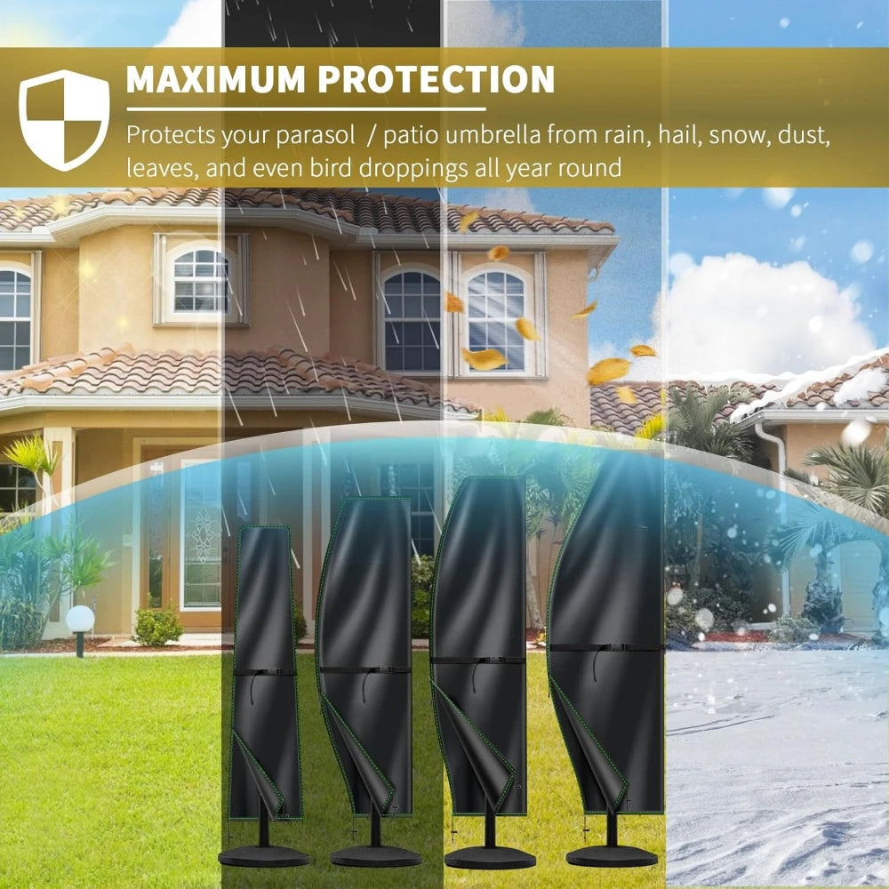 Waterproof Garden Parasol Cover 210D PU Coating with Zipper