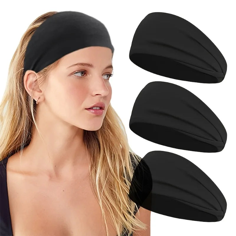 Wide Elastic Sports Headband for Running, Yoga & Fitness