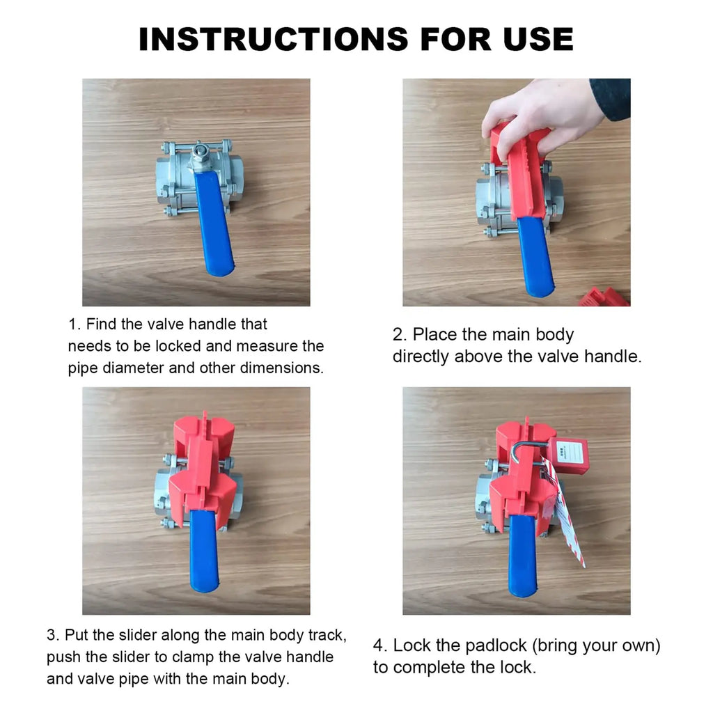 A01F-8X Adjustable Ball Valve Lockout Device 8-Pack – Red