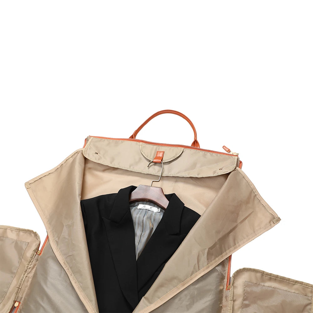 Foldable PU Leather Women Travel Duffel Garment Bag – Large