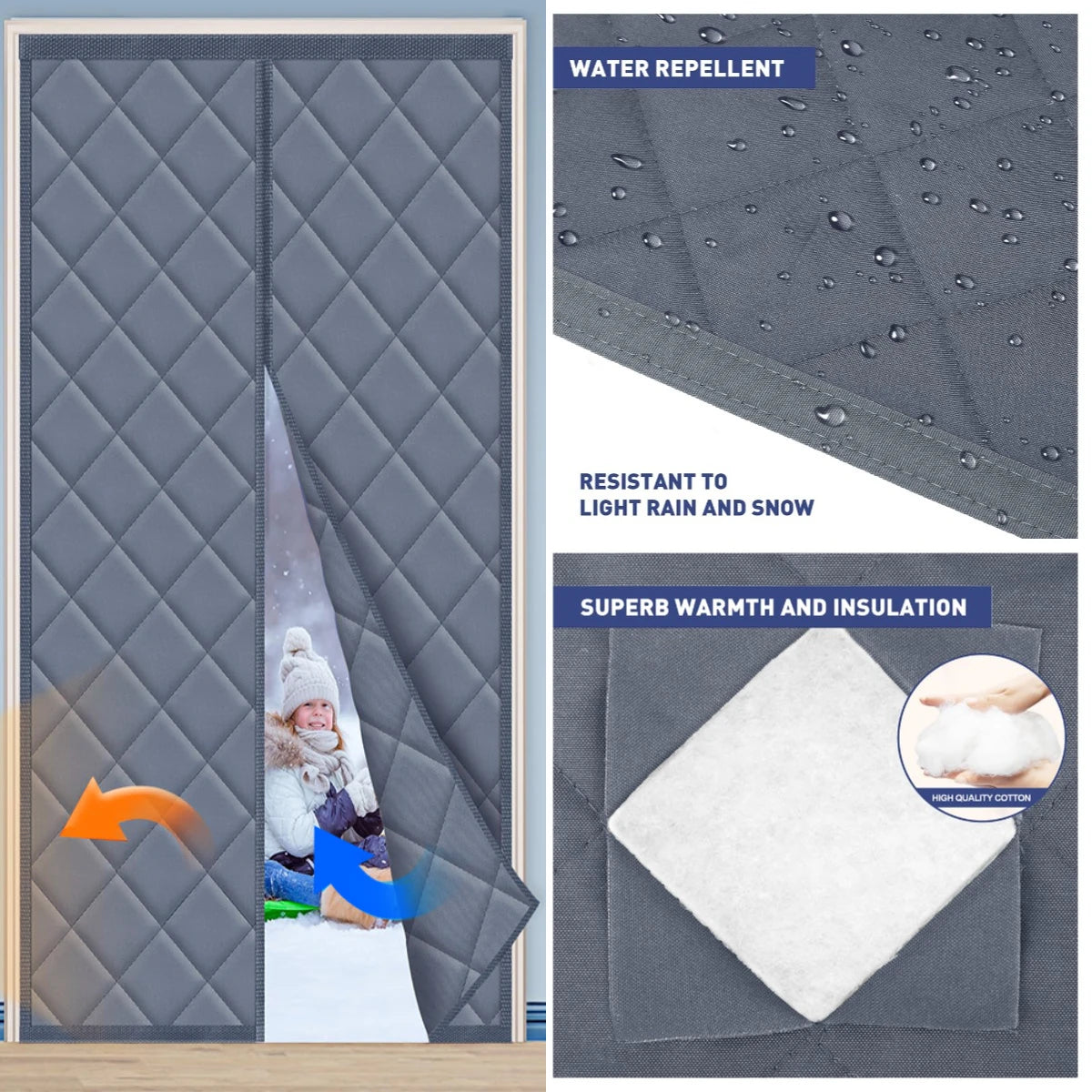 Magnetic Thermal Insulated Door Curtain – Windproof & Waterproof