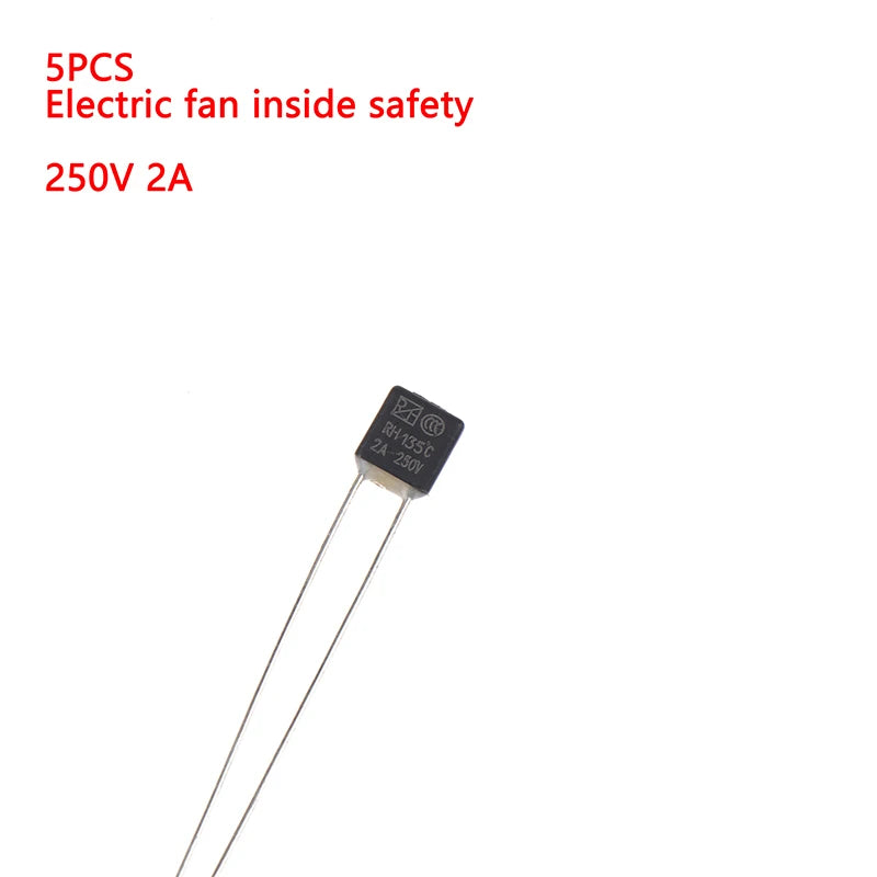 5-Pack 2A 135°C Thermal Fuse – Electric Fan Motor Protector