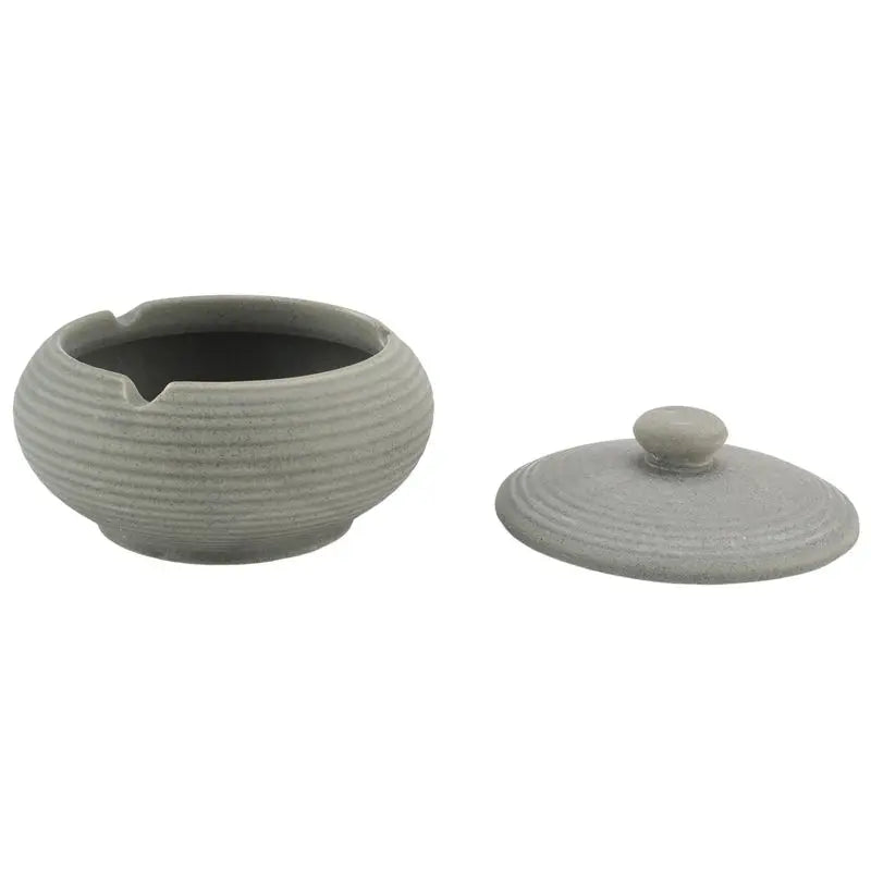 Ceramic Ashtray with Windproof Lid Light Blue – Set of 4