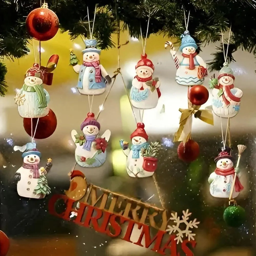 Wooden Christmas Snowman Ornaments 18/27 Pcs with Rope