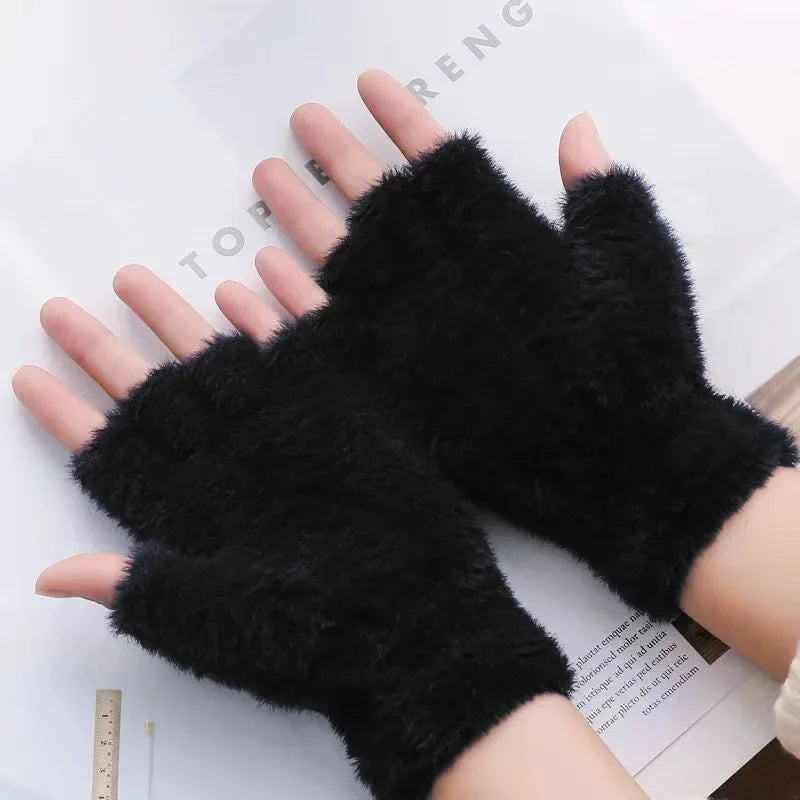 Half Finger Touch Screen Winter Gloves – Unisex Warm Mittens