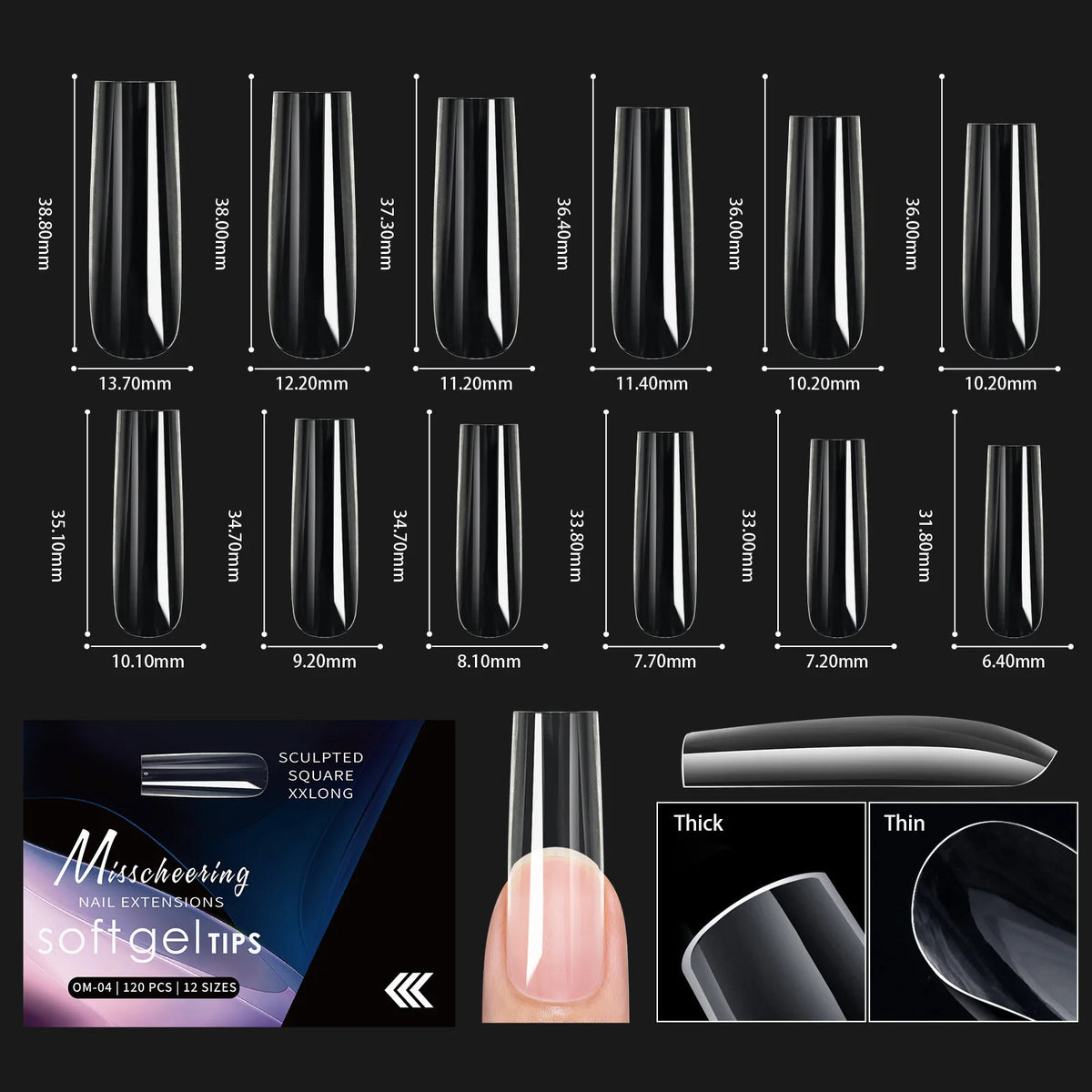 120pcs Clear Soft Gel Nail Tips – 14 Arch Styles Full Cover