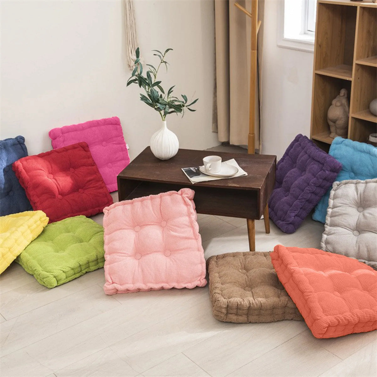 Square Tatami Seat Cushion Corncob Cotton Floor Mat 40x40cm