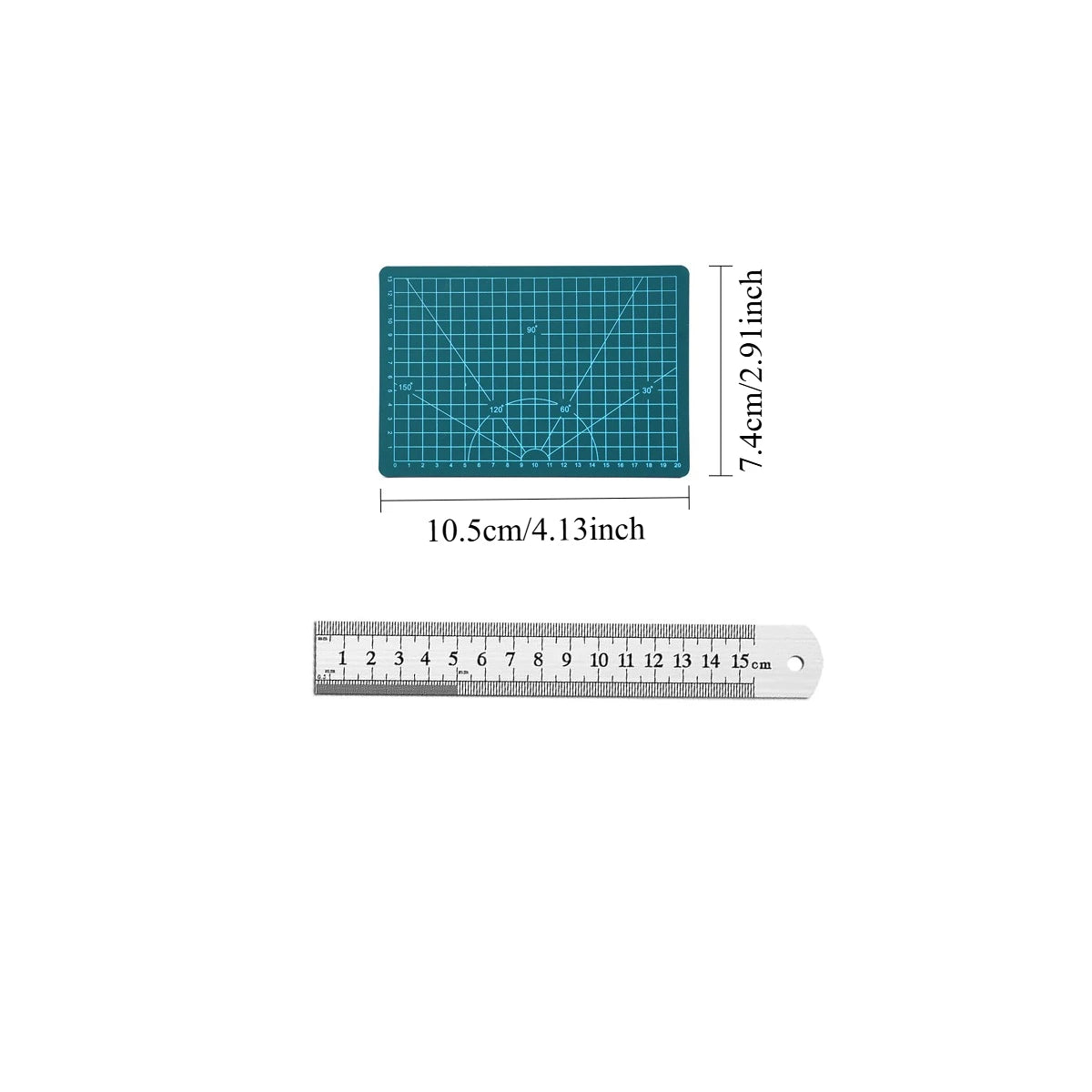 Stainless Steel Ruler & Cutting Mat Set – 15/20/30cm Woodworking