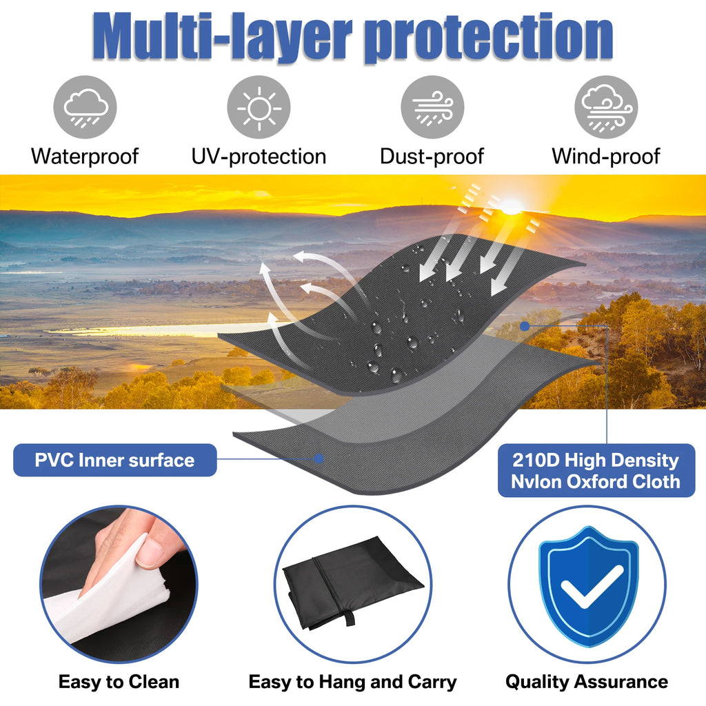 Waterproof Garden Parasol Cover 210D PU Coating with Zipper