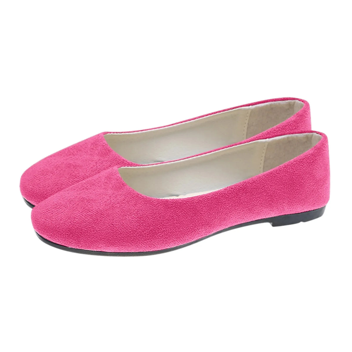 Women's Suede Ballet Flats Slip-On Round Toe Ballerina Shoes