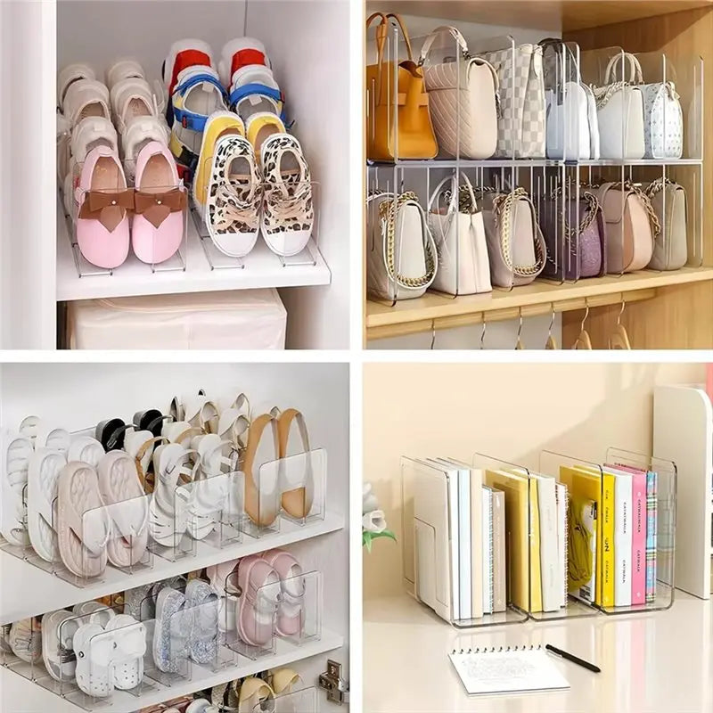 2-Pack Clear Acrylic Kids Shoe Rack – 4-Section Closet Organizer
