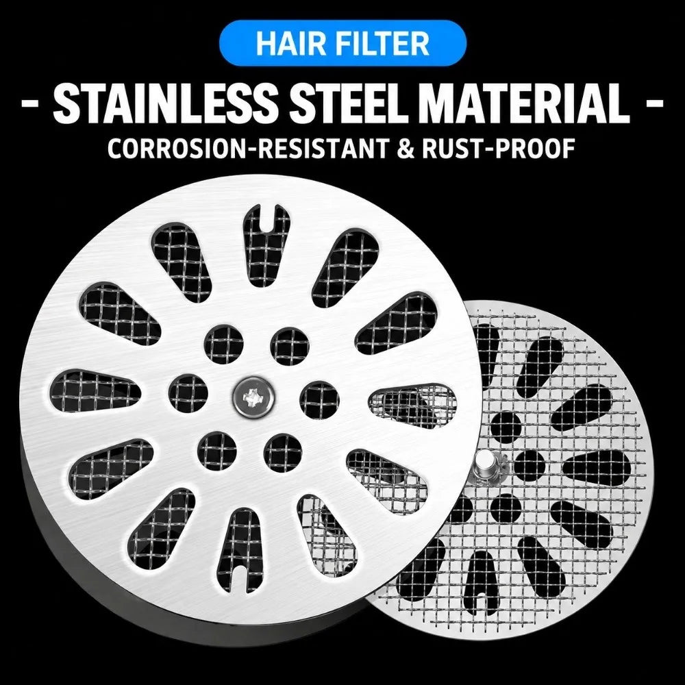 Stainless Steel Round Drain Cover with Mesh Hair Catcher