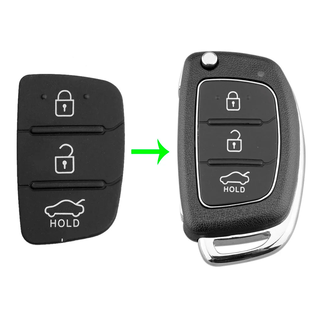 3-Button Flip Car Key Shell Silicone Pad for Kia & Hyundai