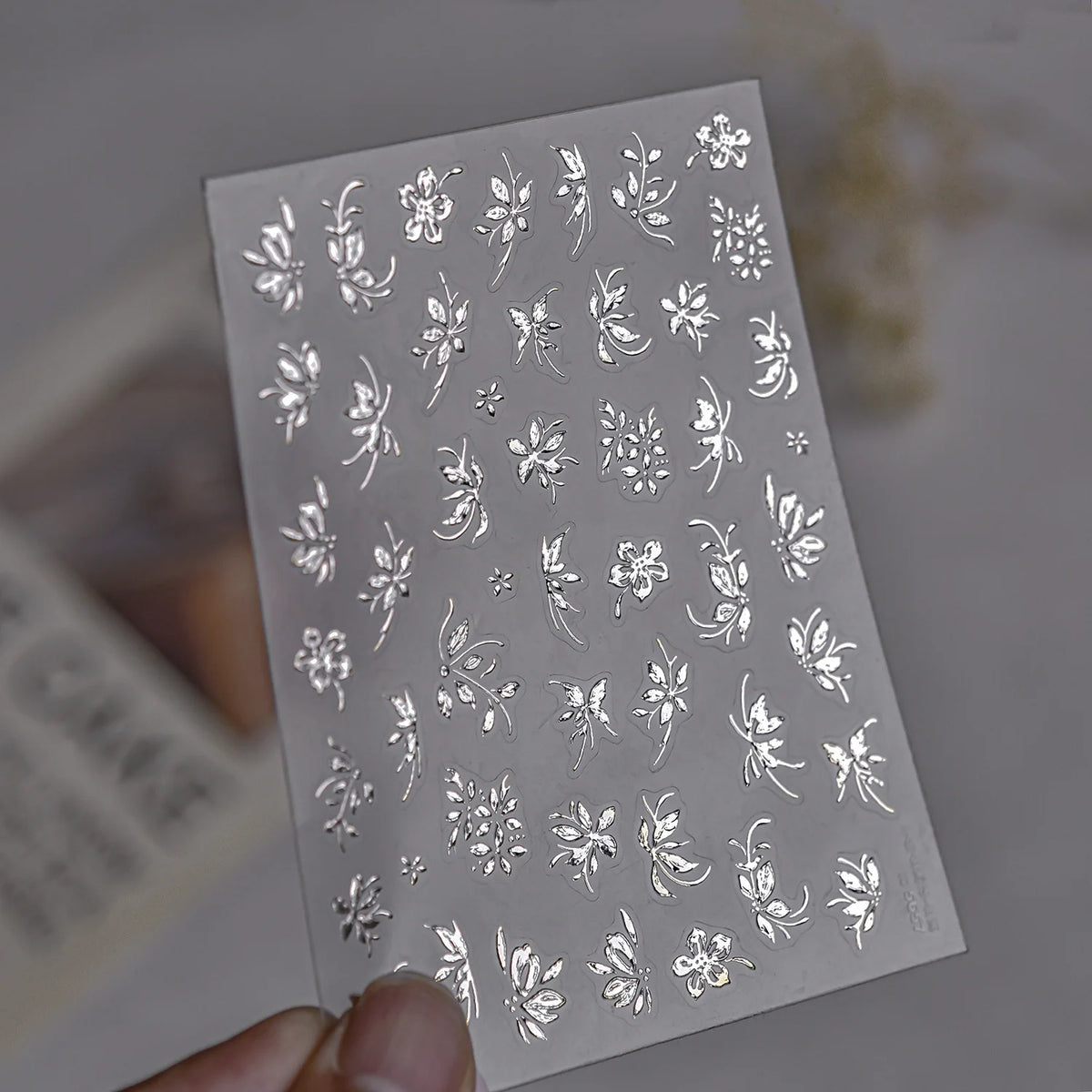 Bronzing Metallic Flower Nail Art Stickers – Gold & Silver Decals