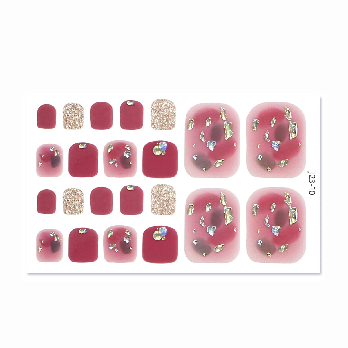 Glitter Toe Nail Stickers – 22-Tip Full Cover DIY Nail Art Decals