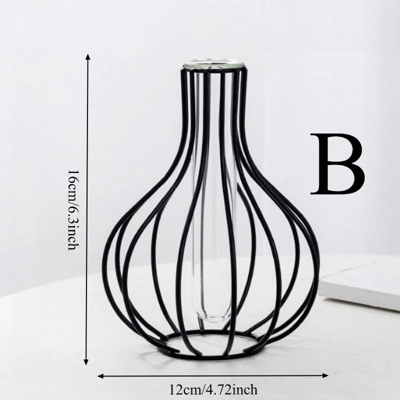 Wrought Iron Gold Flower Vase Hollow Design – Home Decor