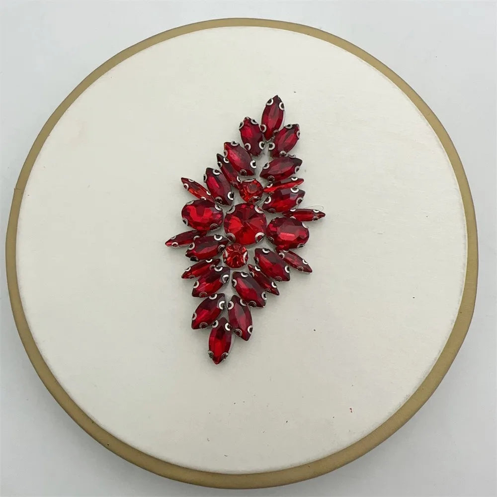 Glass Beaded Floral Rhinestone Applique Iron-On Crystal Patch