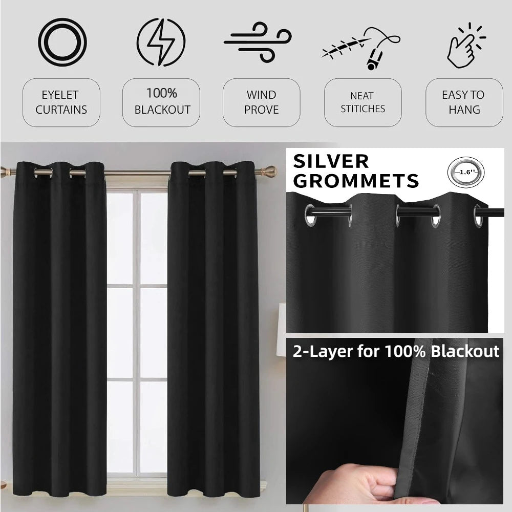 Blackout Thermal Eyelet Curtains – Light Blocking Drapes