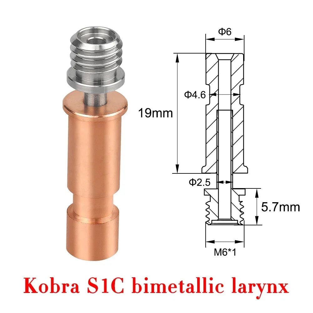 Bimetallic Hotend Throat for Anycubic Kobra S1 & S1 Combo