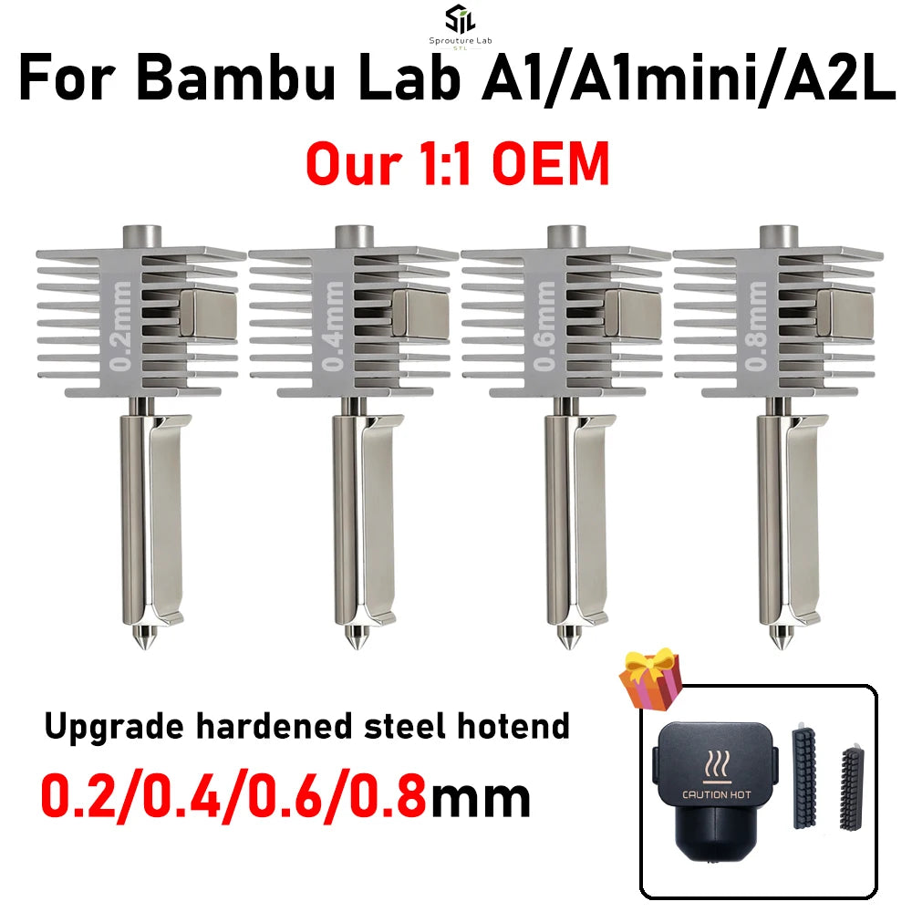 Hotend Kit for Bambu Lab A1 A1 Mini A2L – Stainless Steel Nozzle