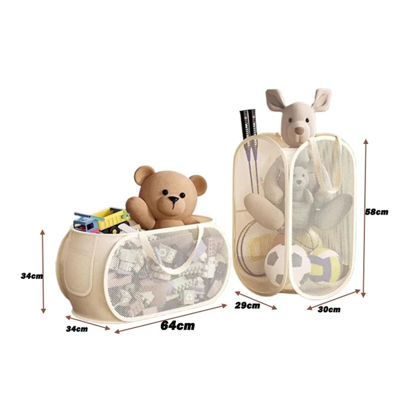Large Foldable Kids Toy Storage Basket – Breathable Mesh Bin