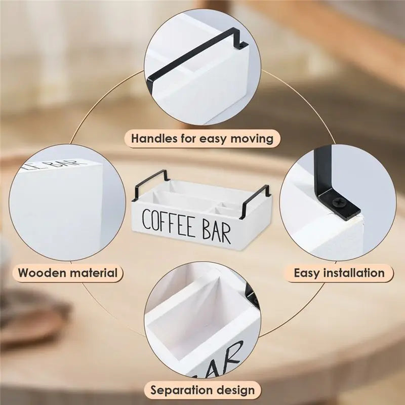 Wooden Coffee Station Organizer & Coffee Pods Holder