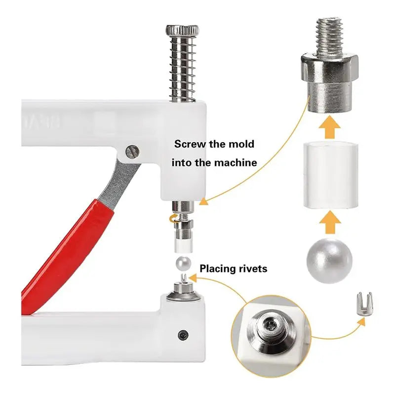 Hand Press Pearl Setting Machine – 5-Size DIY Bead Rivet Kit
