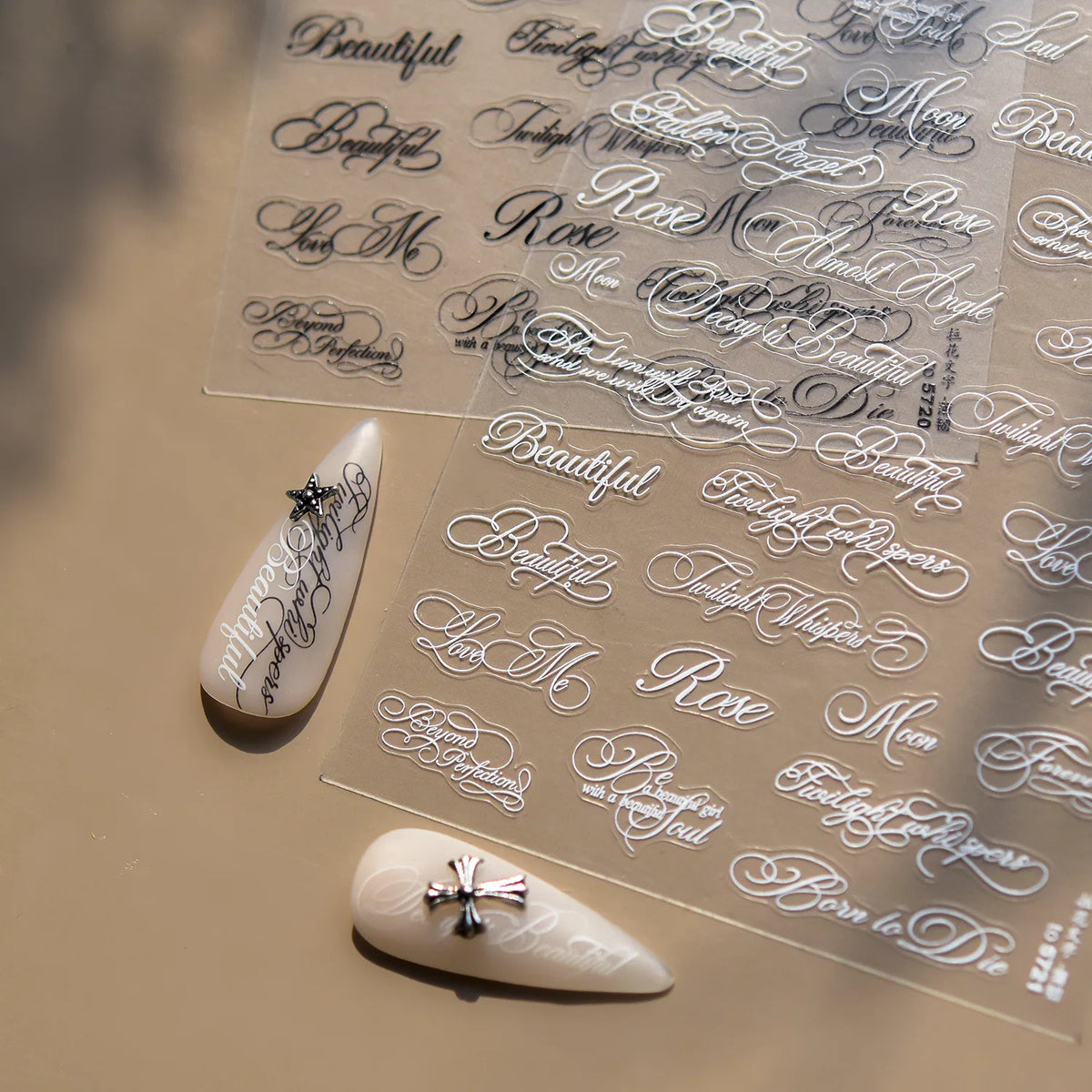 3D English Letter Nail Art Stickers – Floral Text DIY Decals