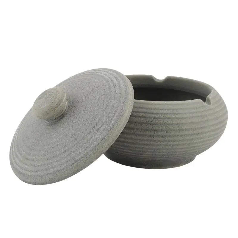 Ceramic Ashtray with Windproof Lid Light Blue – Set of 4