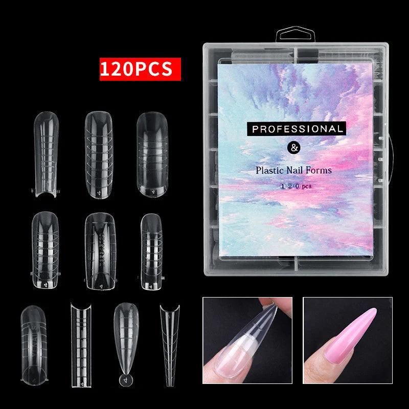 120-Piece Gel Nail Extension Molds – Full Cover Manicure Kit