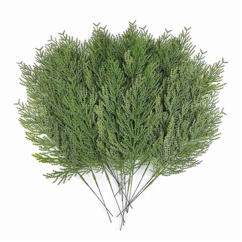 80-Pc Artificial Cedar Sprigs Faux Pine Branches Christmas Greenery