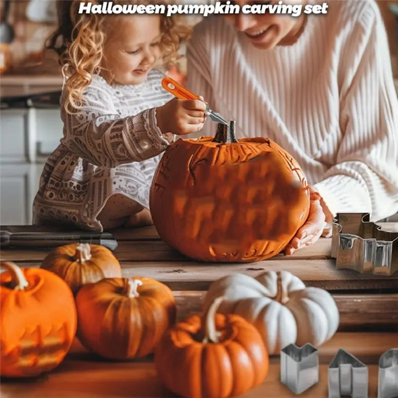 13-Piece Halloween Pumpkin Carving Kit – Tools & Stencils