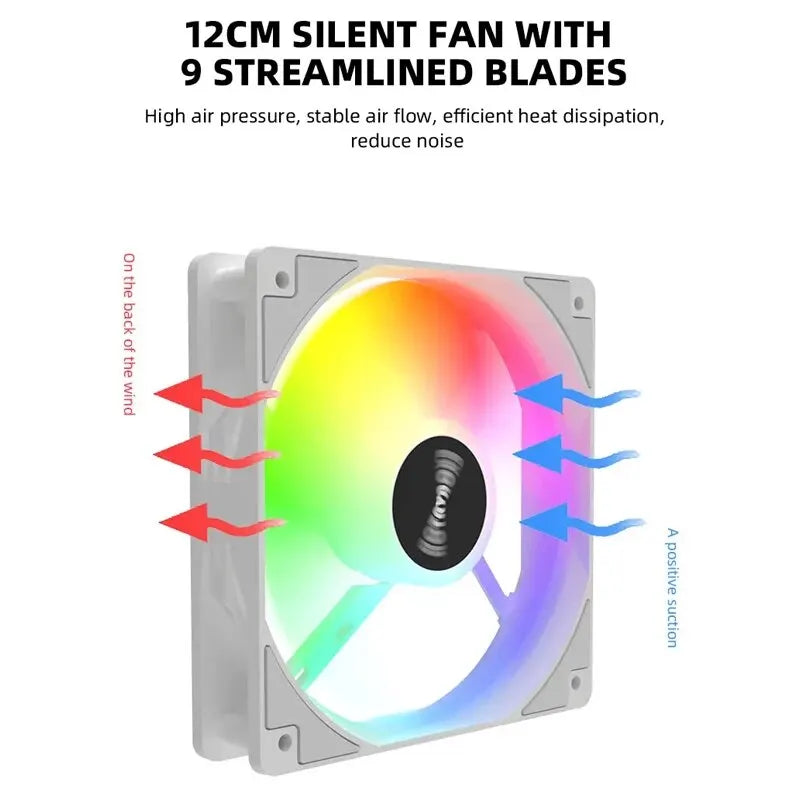 120mm RGB PC Case Fan 12V Mirror Light Effect | 7-Blade