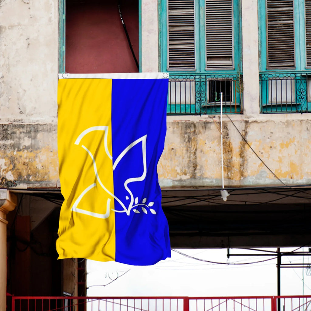 Blue Yellow Dove Olive Branch Peace Flag – Outdoor Banner
