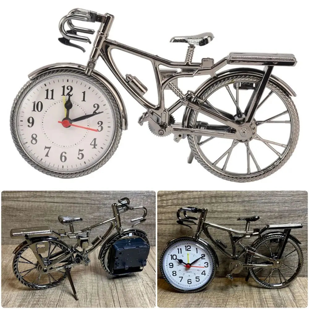 Retro Black Bicycle Alarm Clock – Silent Desk Ornament