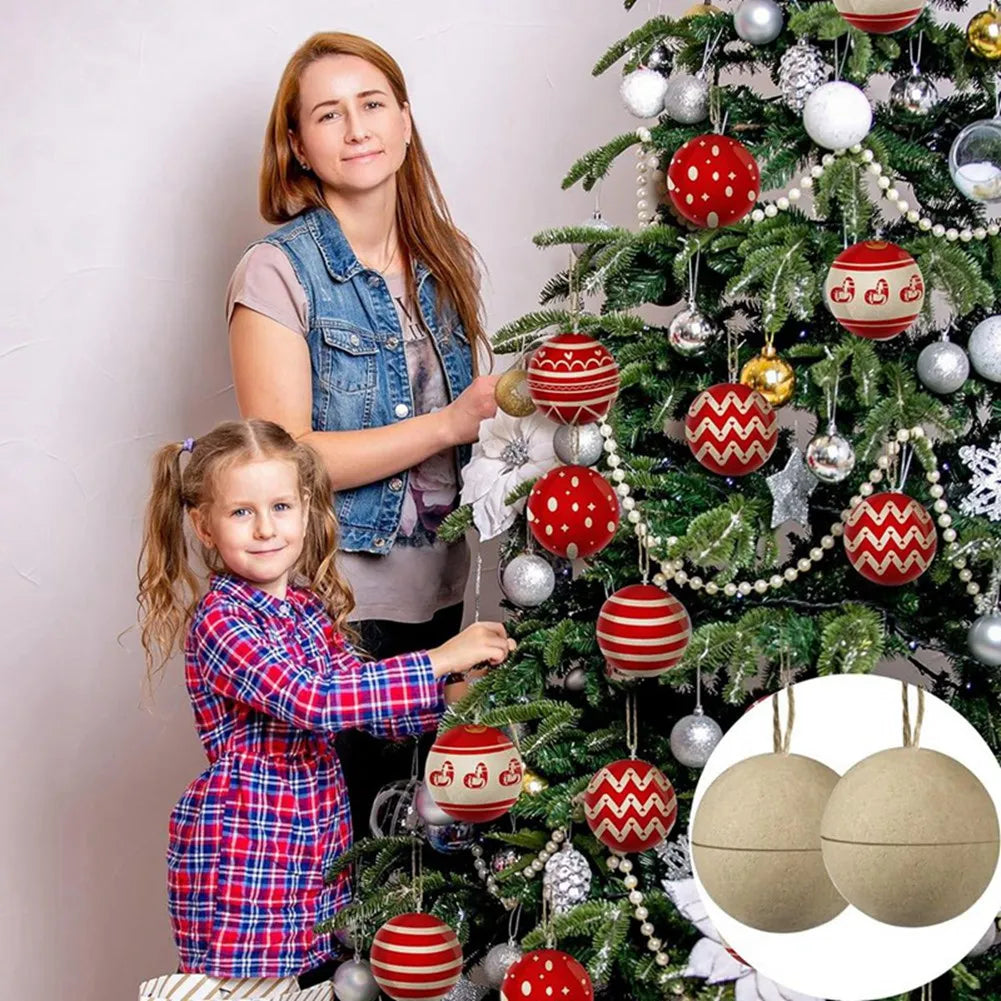 48-Pc Unpainted Christmas Paper Mache Ball Ornaments 3.15"