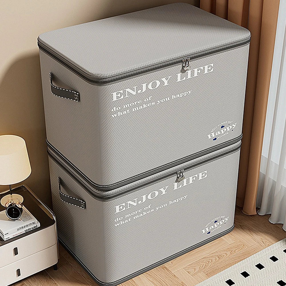 Foldable Large Capacity Clothes Storage Box with Lid | Hard Shell