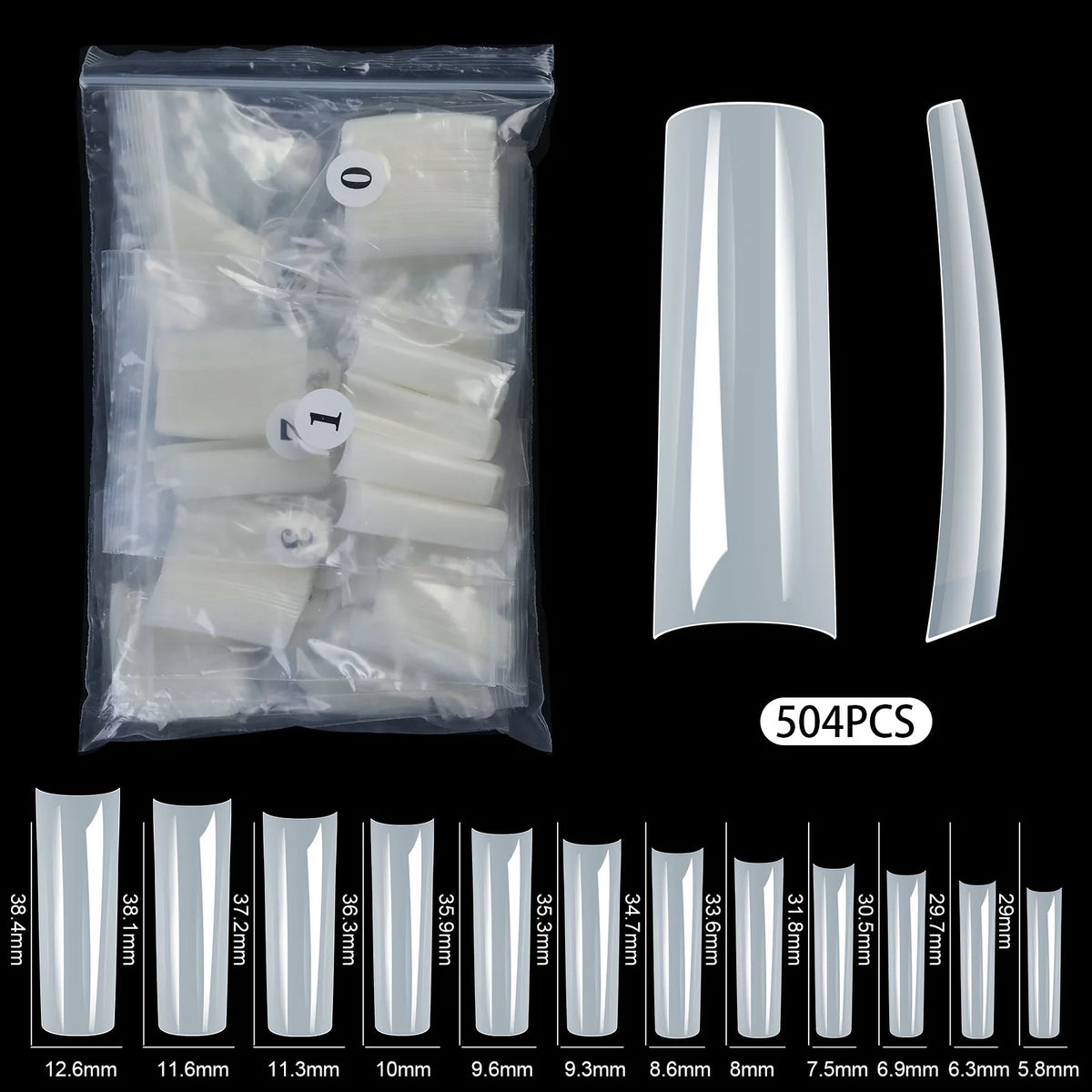 500pcs Clear Acrylic False Nail Tips – DIY Nail Art Extension