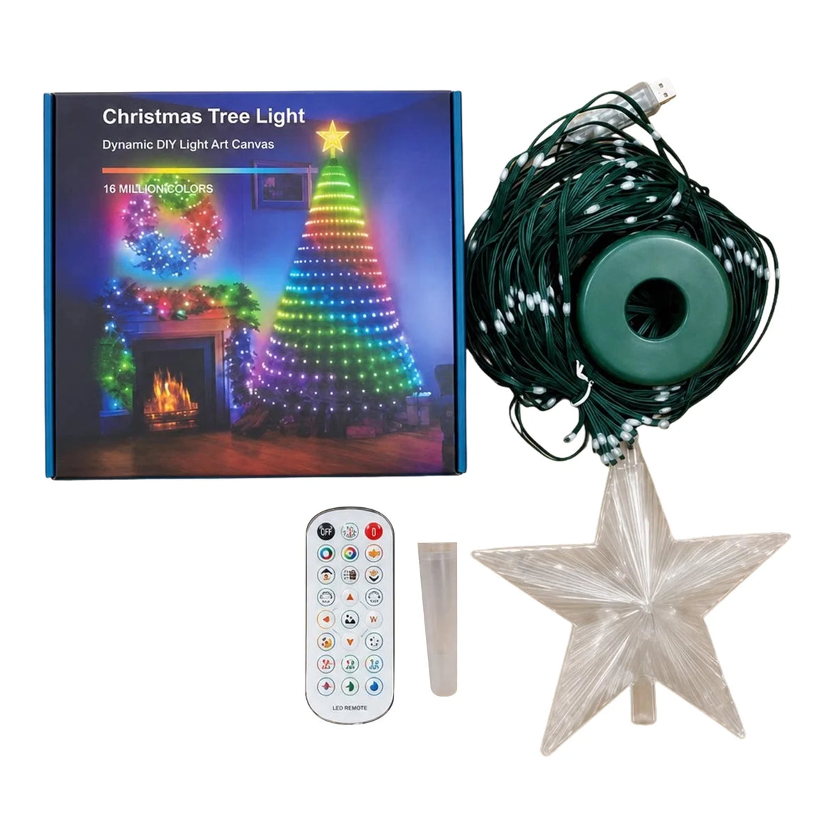 VIBE 400-LED Christmas Tree String Lights with Remote & Star Topper