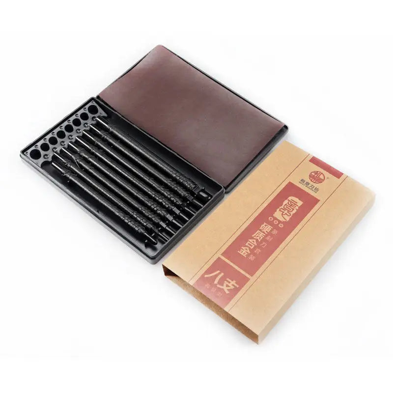 Seal Carving Knife Set – Tungsten Tools & Practice Stone Bed
