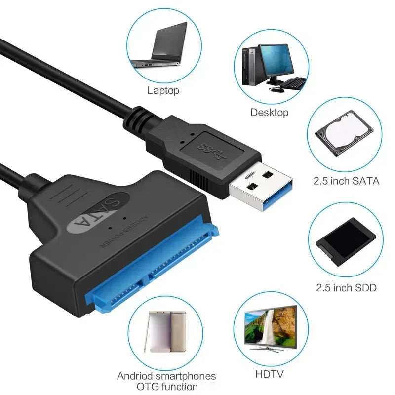 SATA to USB 3.0 & USB-C Adapter Cable for 2.5" HDD & SSD
