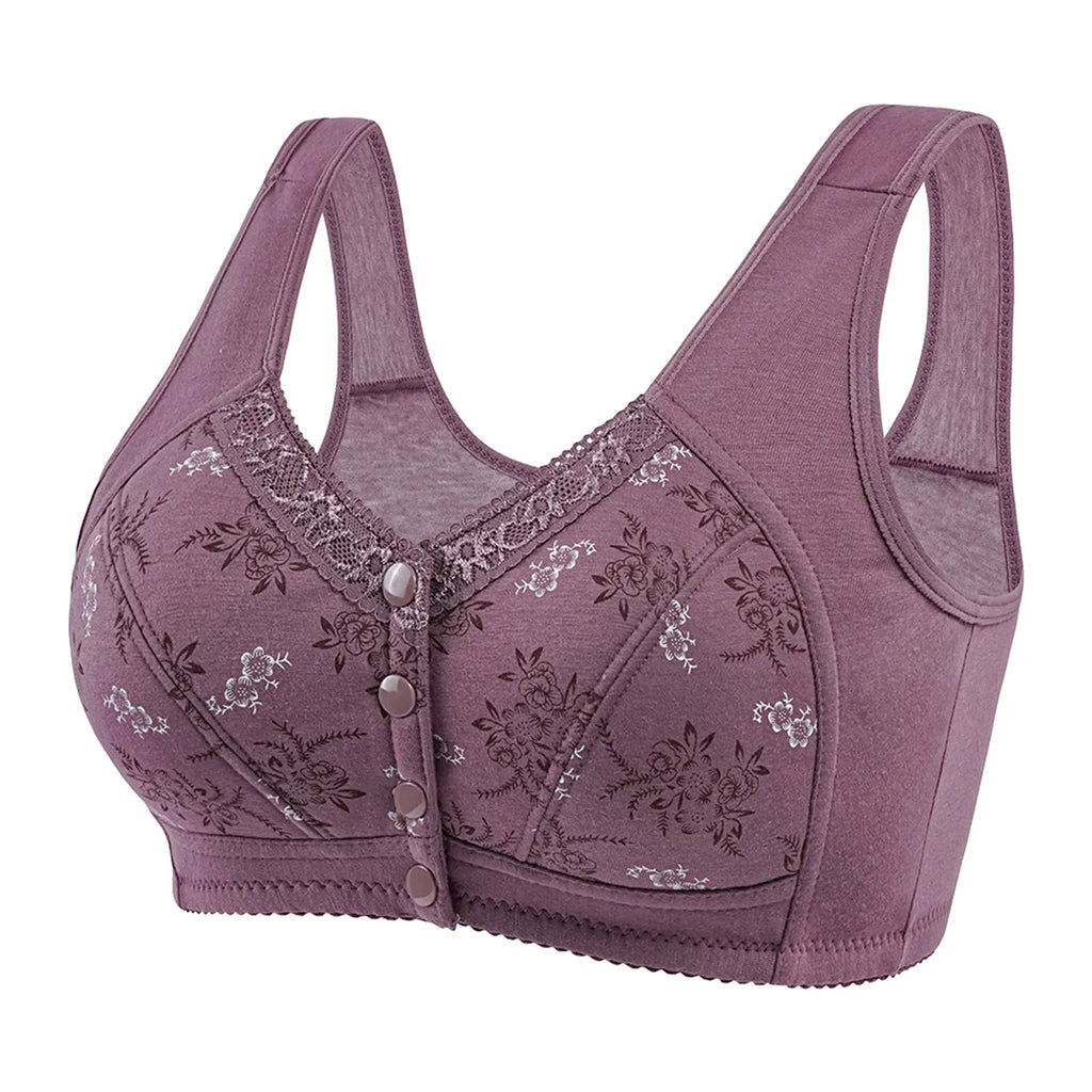 Women's Wire-Free Front Closure Lace Bralette | Cotton Comfort Bra