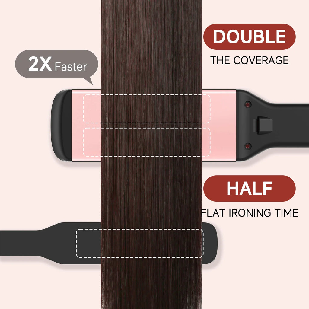 Wide Plate Hair Straightener – 5B Ions, 3D Float, LCD | minhuang