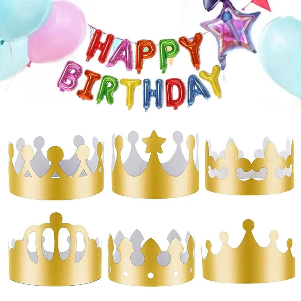 Paper Crown Party Hats Set of 10 – Birthday & Wedding Crowns