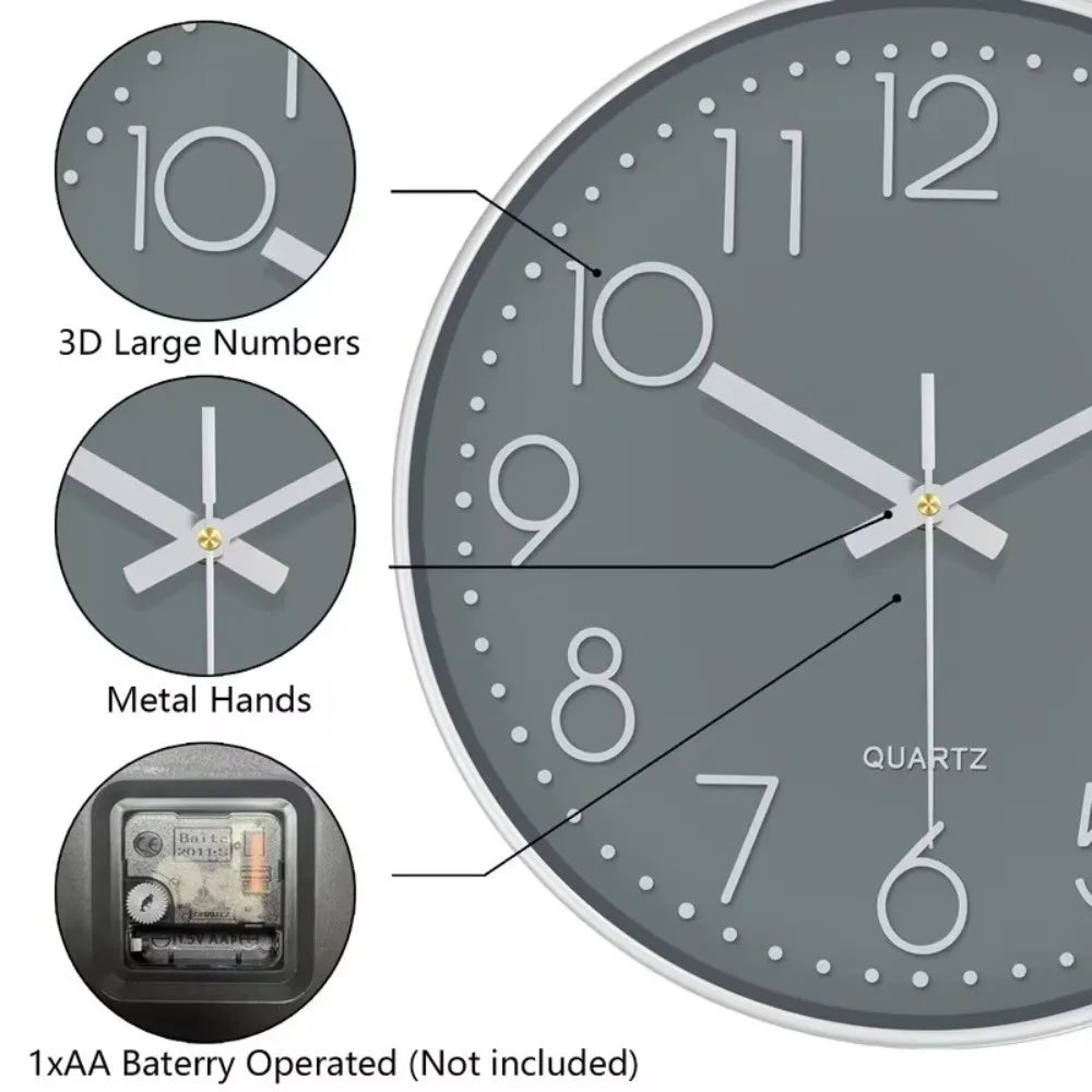 8 Inch Silent Quartz Wall Clock – Battery Operated Home Decor