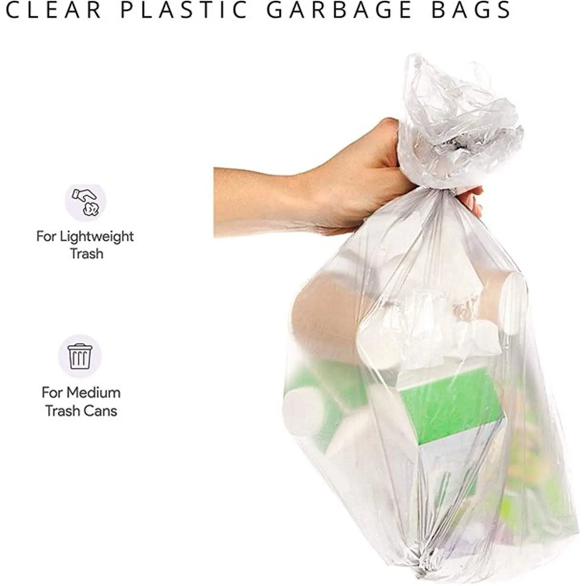 Coreless Clear Trash Bags 8L 50 Pcs – Quick-Dispense Roll