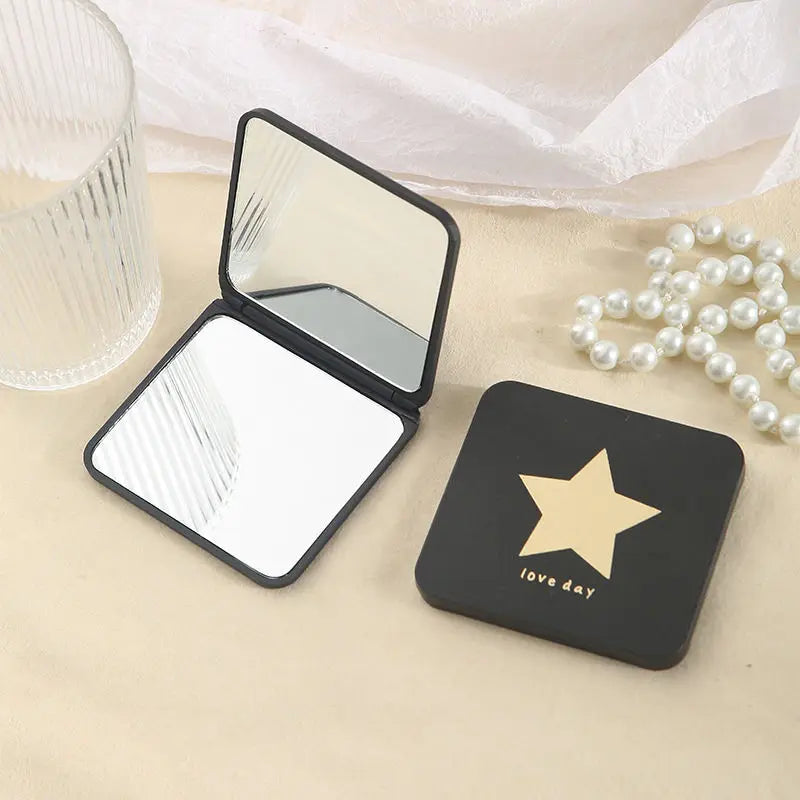 Foldable Pocket Makeup Mirror Cute Cartoon Design for Travel