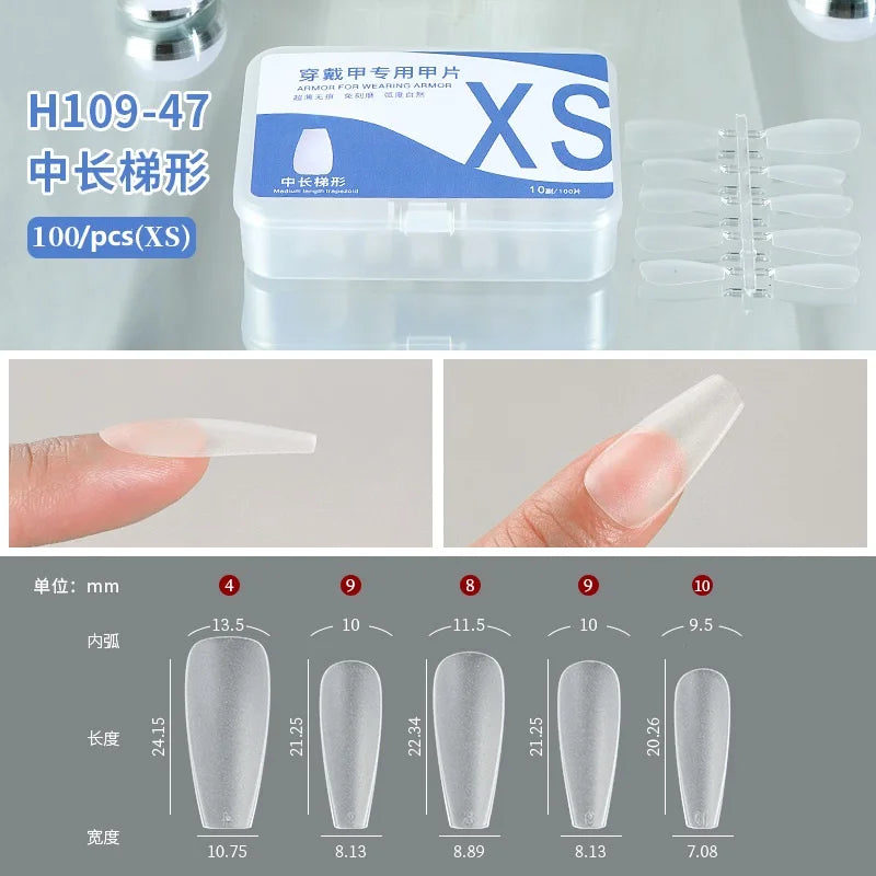 100pcs Full Cover Press On Nail Tips – Clear Ultra-Thin False Nails