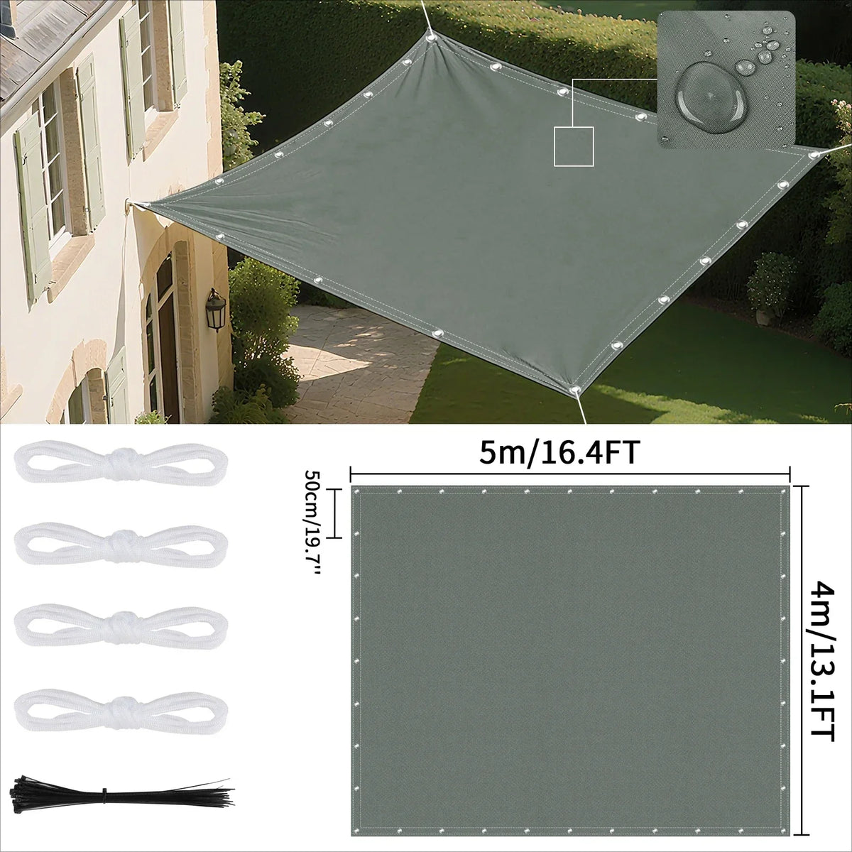 Waterproof Sun Shade Sail with Eyelets – UV Canopy Awning